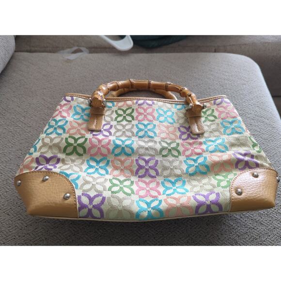 Relic By Fossil Multi-Color Woven Bag with Bamboo Handles - Picture 5 of 5